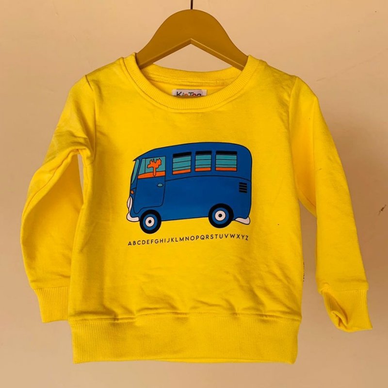Digital printing Loopknit Unbrushed Golden Yellow Kids T-Shirt - 1 year to 5 years