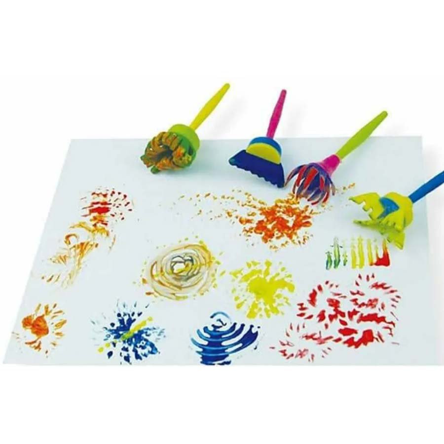 4pc Sponge Paint Brush foam tool set for Multi-Shapes Stamp Flower Drawing