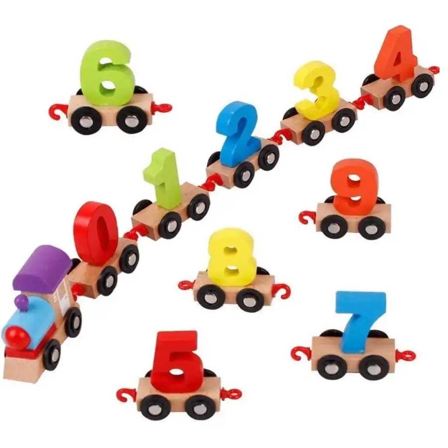 Wooden Digital 123 Colourful Train, Educational Model Vehicle Toys, Vehicle Pattern 0 to 9 Number, Educational Learning Toys