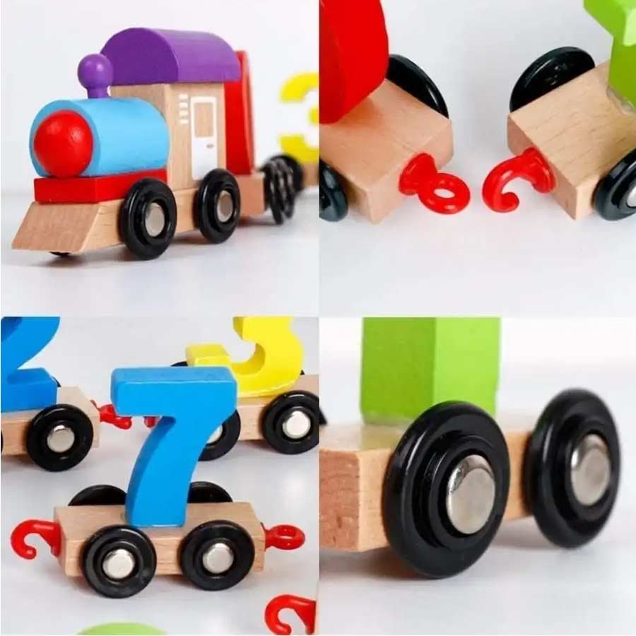 Wooden Digital 123 Colourful Train, Educational Model Vehicle Toys, Vehicle Pattern 0 to 9 Number, Educational Learning Toys