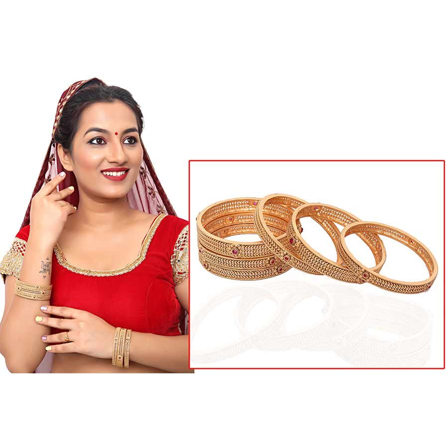 Latest fashion Rajwadi polish copper bangles/kadas by Kayaa Fashion | Circle ruby bangle set openable kada bangles   