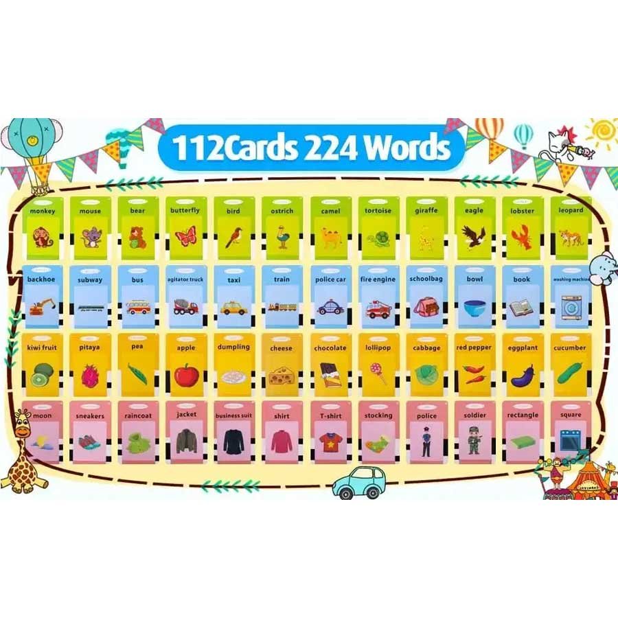 224Pcs Flash Cards Learning Machine with Sound Effects Sight Words Interactive Educational Toys for kids - 1 to 3 Years, 3 to 6 Years

