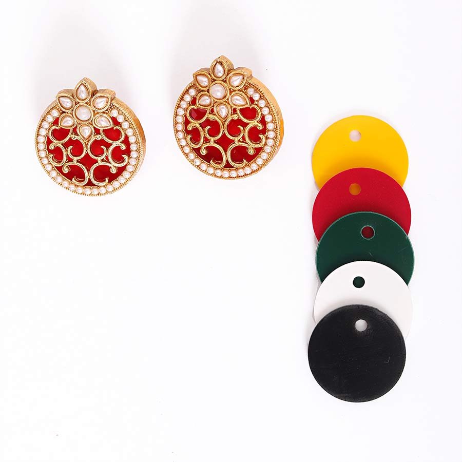 Kayaa jewel Traditional Gold Plated Stud with Changeable Color Earrings for Women