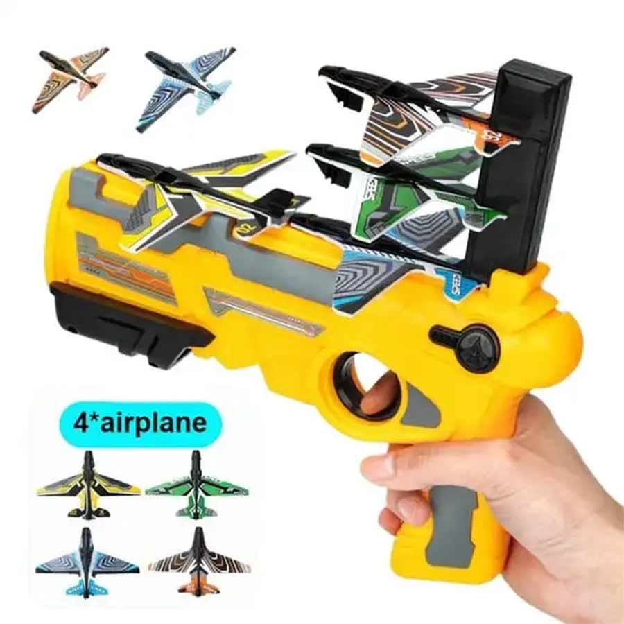 Catapult Plane Toy Gun Air Battle Game, One-Click Ejection Model Airplane Launcher Toy,Flying Toy Auto-Launcher with 3 Pcs Glider Planes (Made in India)