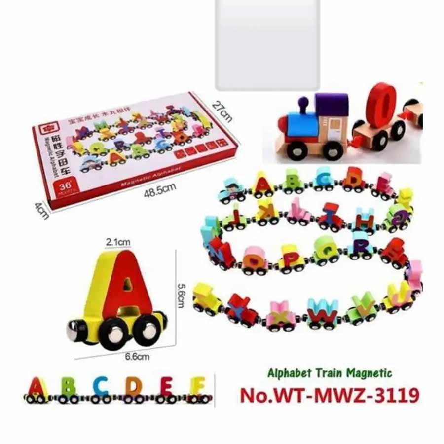 ALPHABET MAGNETIC TRAIN includes all 26 alphabets and driver