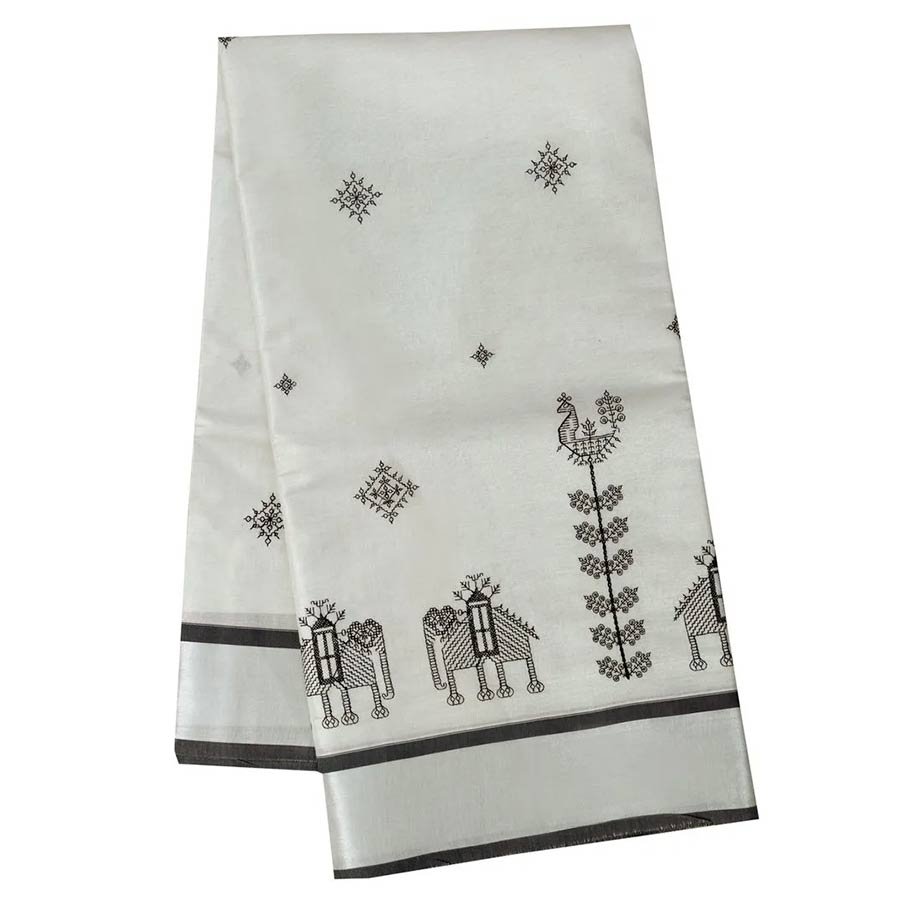 Kasuti Embroidery Cotton Tissue Saree
