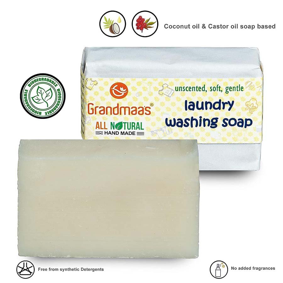 Grandmaas All Natural Handmade Laundry Washing Soap Bar 100 Gm X 4 Pack